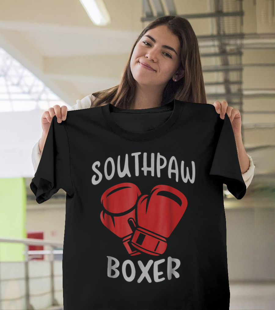 Southpaw Boxer Red Boxing Gloves Left Handed Stance T-Shirt