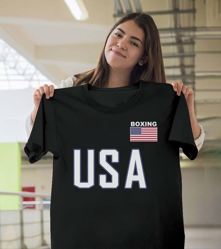 USA Flag Boxing Jacket With Pocket Equipment Theme For Boxer T-Shirt