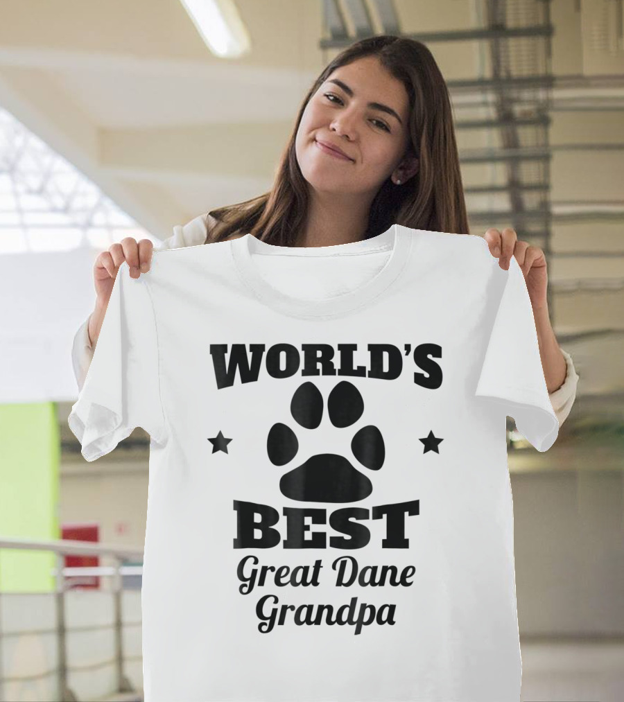 World's Best Great Dane Grandpa Paws And Stars T-Shirt