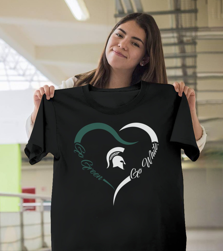 Michigan State Spartans Go Green Go White Heart T-Shirt