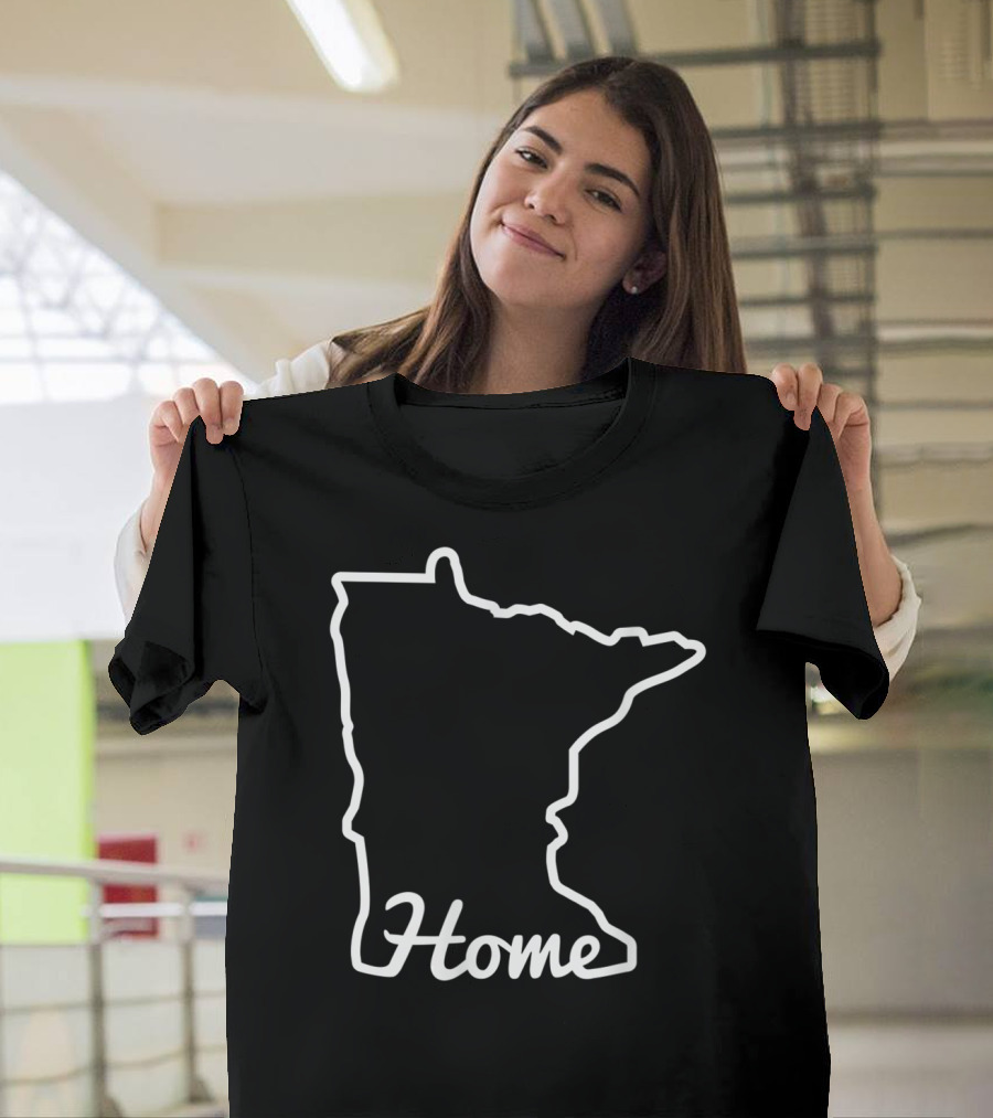 Minnesota Home Map State Outline Native Minnesotan T-Shirt