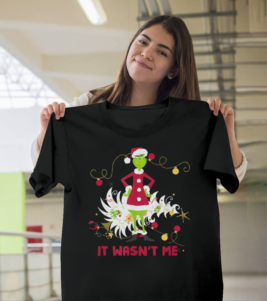 Drseuss The Grinch It Wasn't Me Santa Outfit Holiday Whimsy T-Shirt