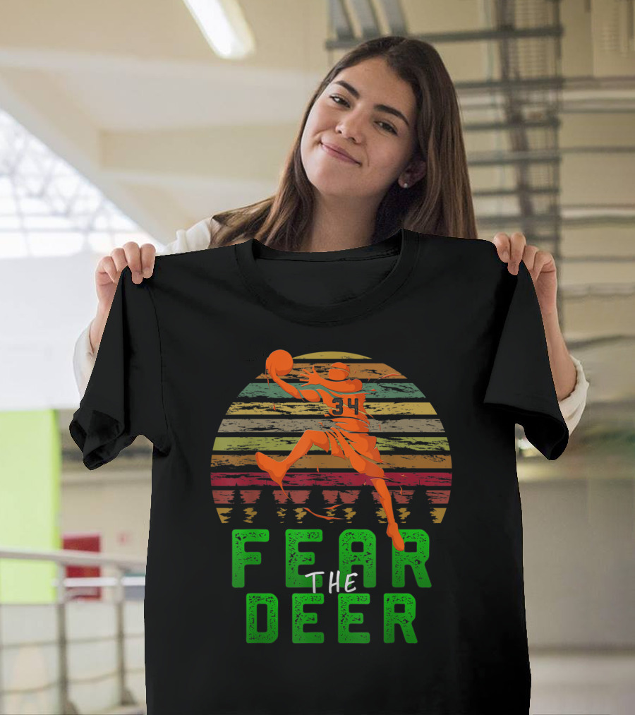Fear The Deer Milwaukee Basketball Retro Sunset Jumper T-Shirt