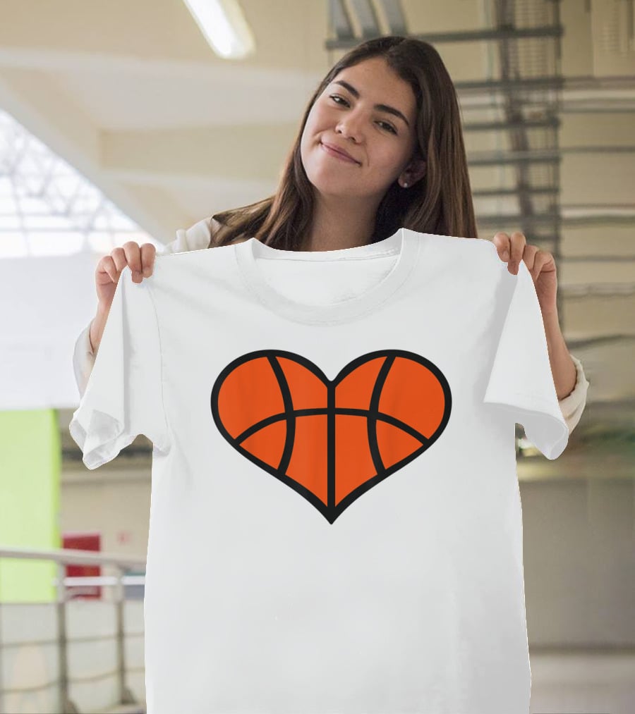 Basketball Heart Shape Orange Ball Lines T-Shirt