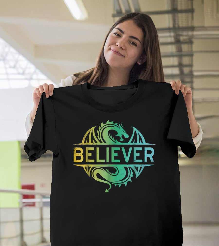 Believer Dragon Gradient Circle T-Shirt