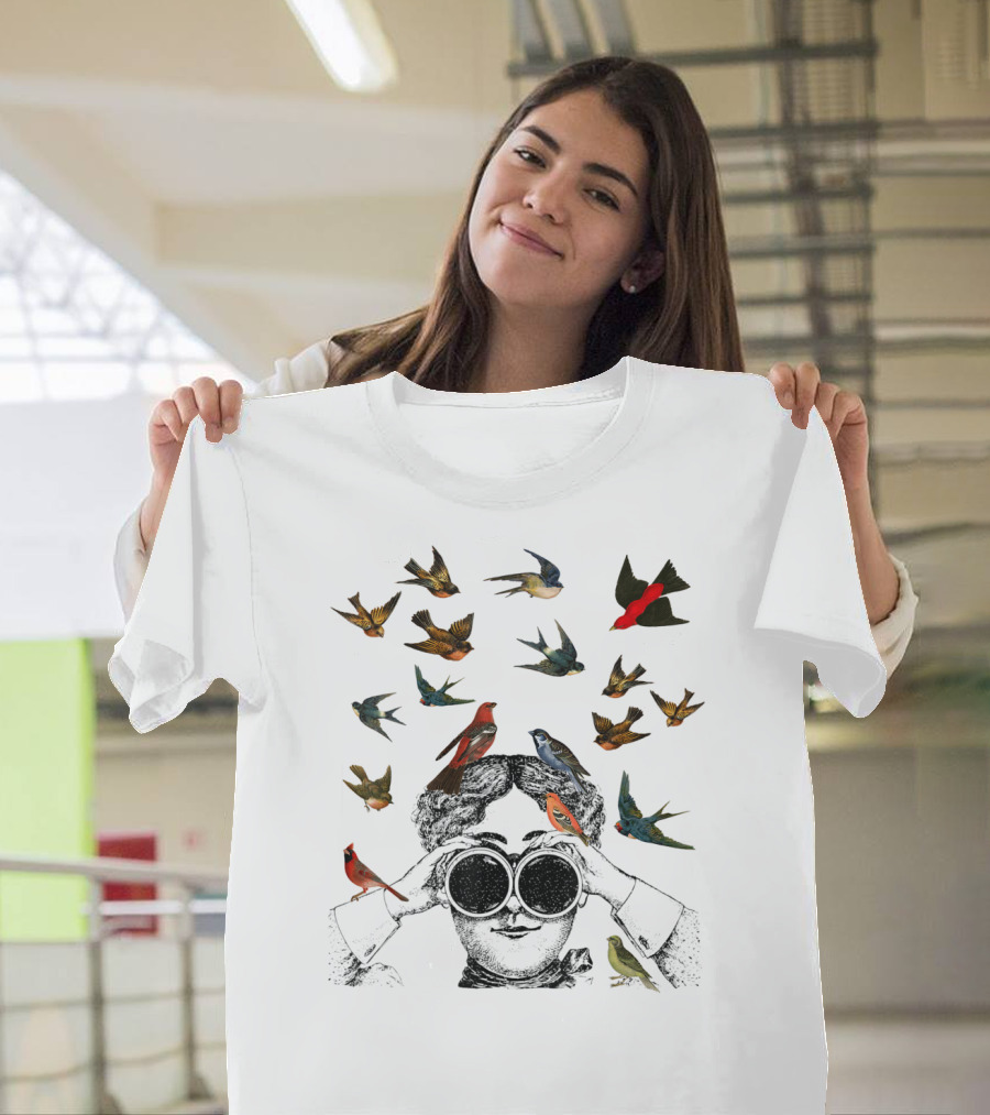 Ornithologist Birdwatching Twitcher Bird Love Enthusiast Birds Flock Binoculars T-Shirt