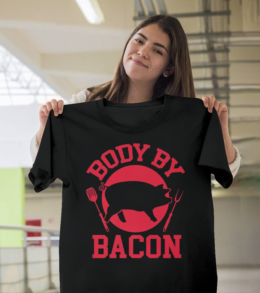 Body By Bacon Keto Carnivore Food Silhouette With Fork and Spatula T-Shirt