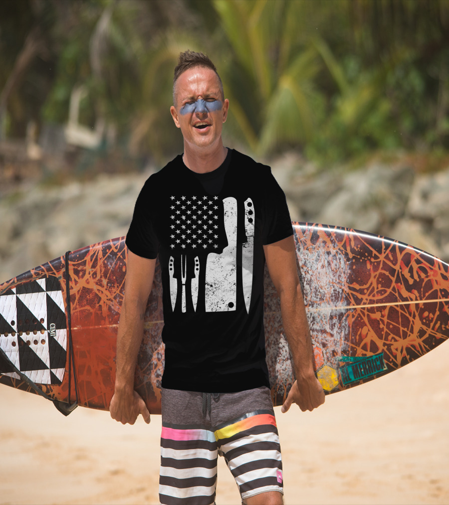 Chef Knife US Flag T-Shirt