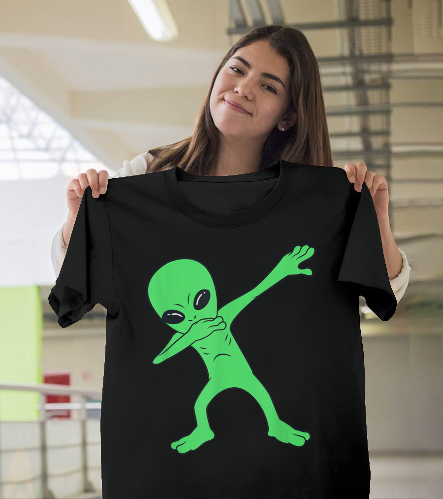 Dabbing Green Alien Halloween Funny Dab Dance T-Shirt