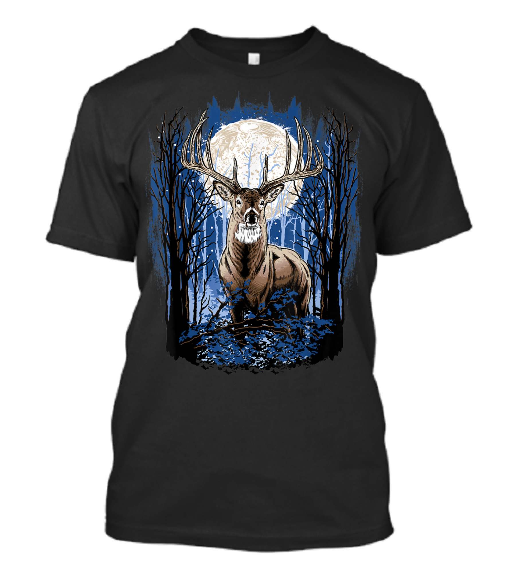 Big Whitetail Buck With Full Moon In Forest Deer For Hunters T-Shirt