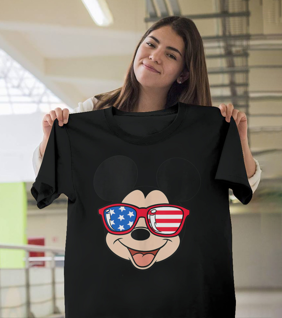 Disney Mickey Mouse American Flag Sunglasses T-Shirt