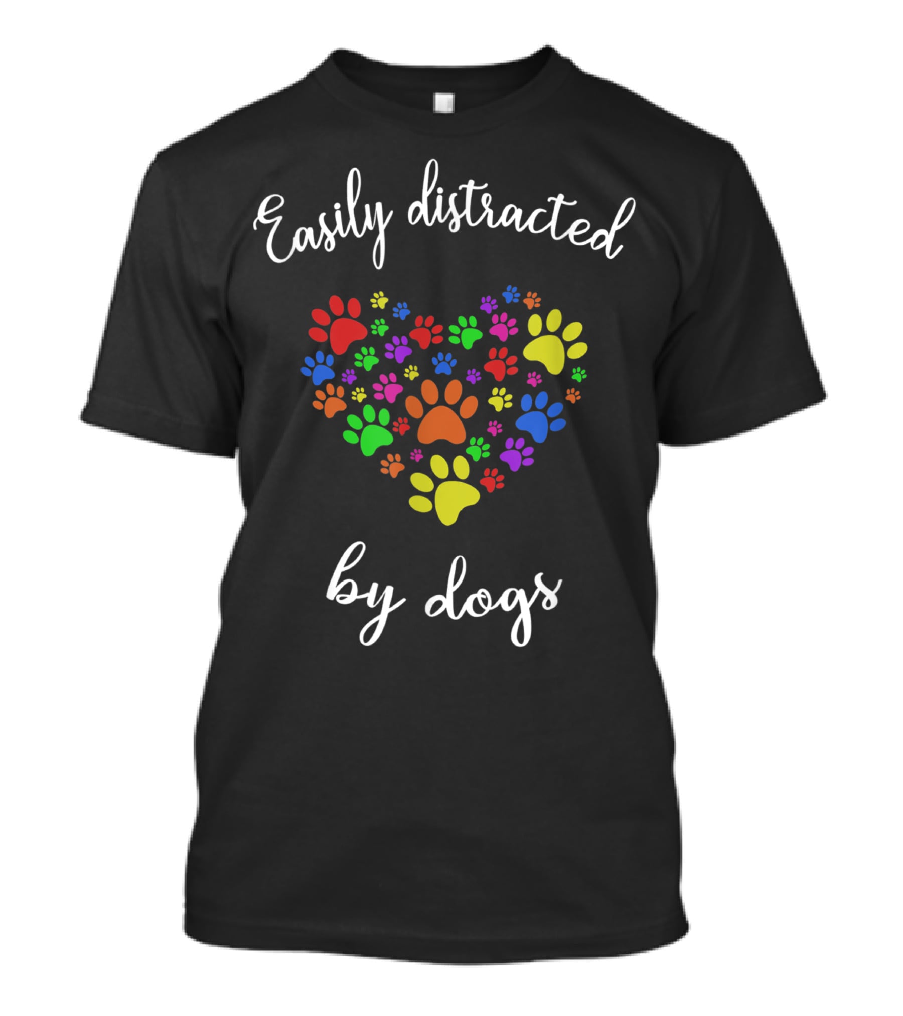 Easily Distracted By Dogs Paw Print Heart T-Shirt
