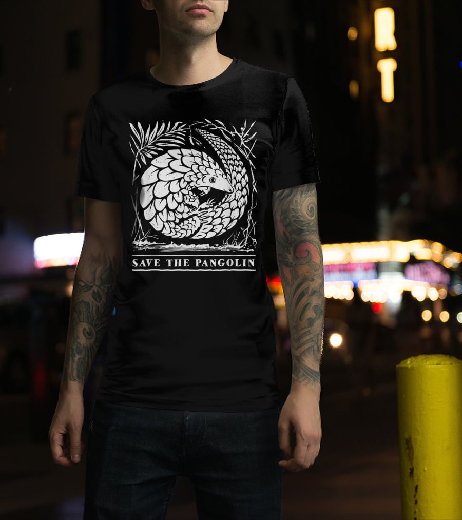 Endangered Species Save The Pangolin Circle Leaves T-Shirt