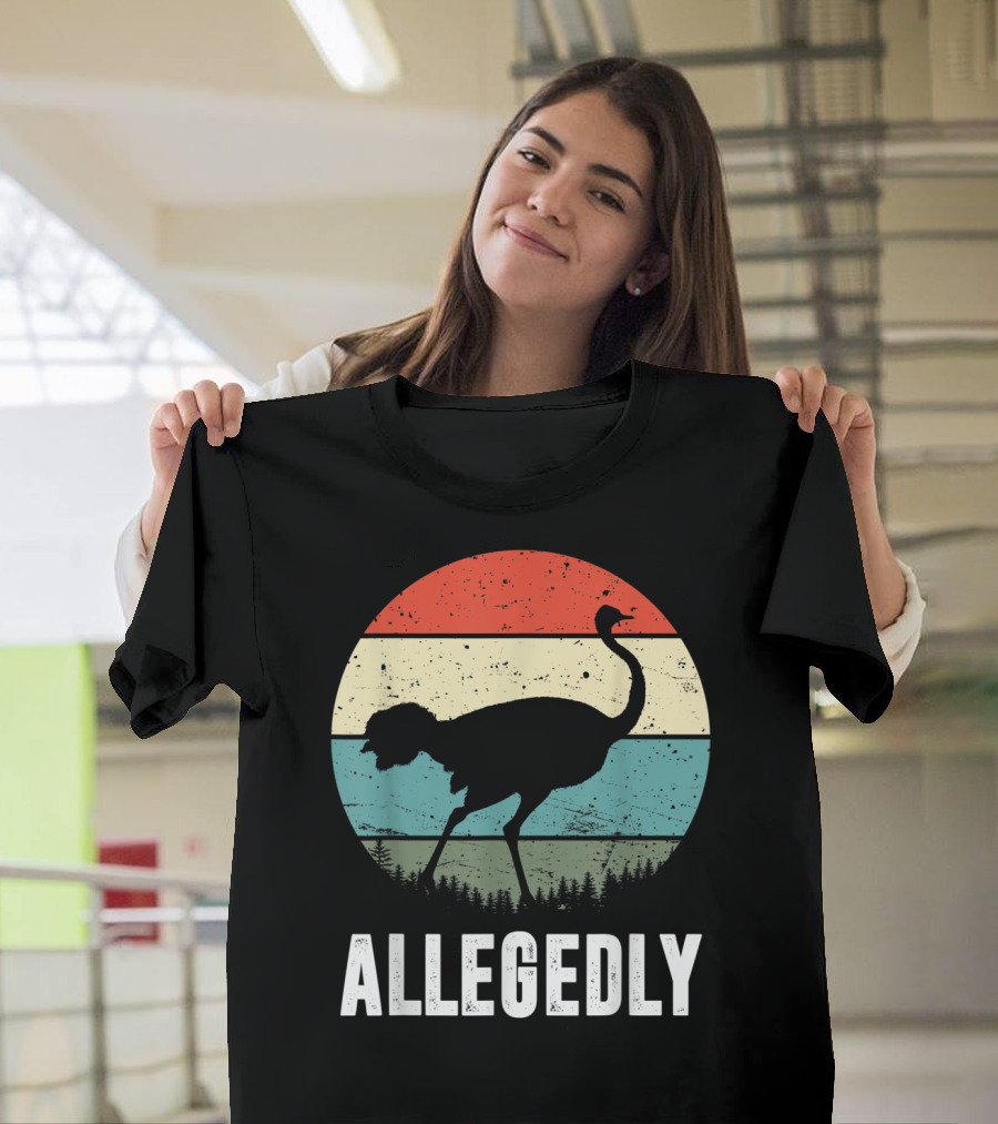 Allegedly Ostrich Silhouette Retro Stripes T-Shirt