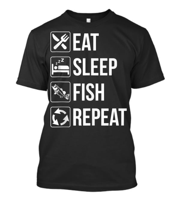 Eat Sleep Fish Repeat Tank Top Funny Fishing Fisherman Iconic Routine Symbols T-Shirt
