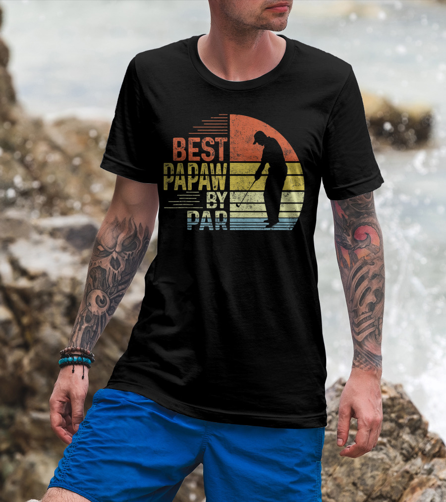 Best Papaw By Par Father's Day Golf Silhouette Vintage T-Shirt
