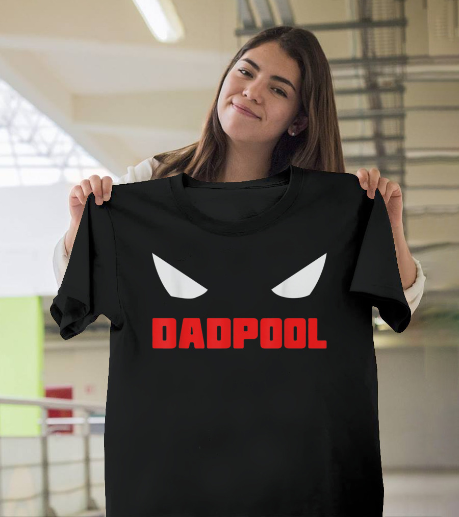 Dadpool Mens Funny Superhero Superdad With Iconic Mask Eyes T-Shirt
