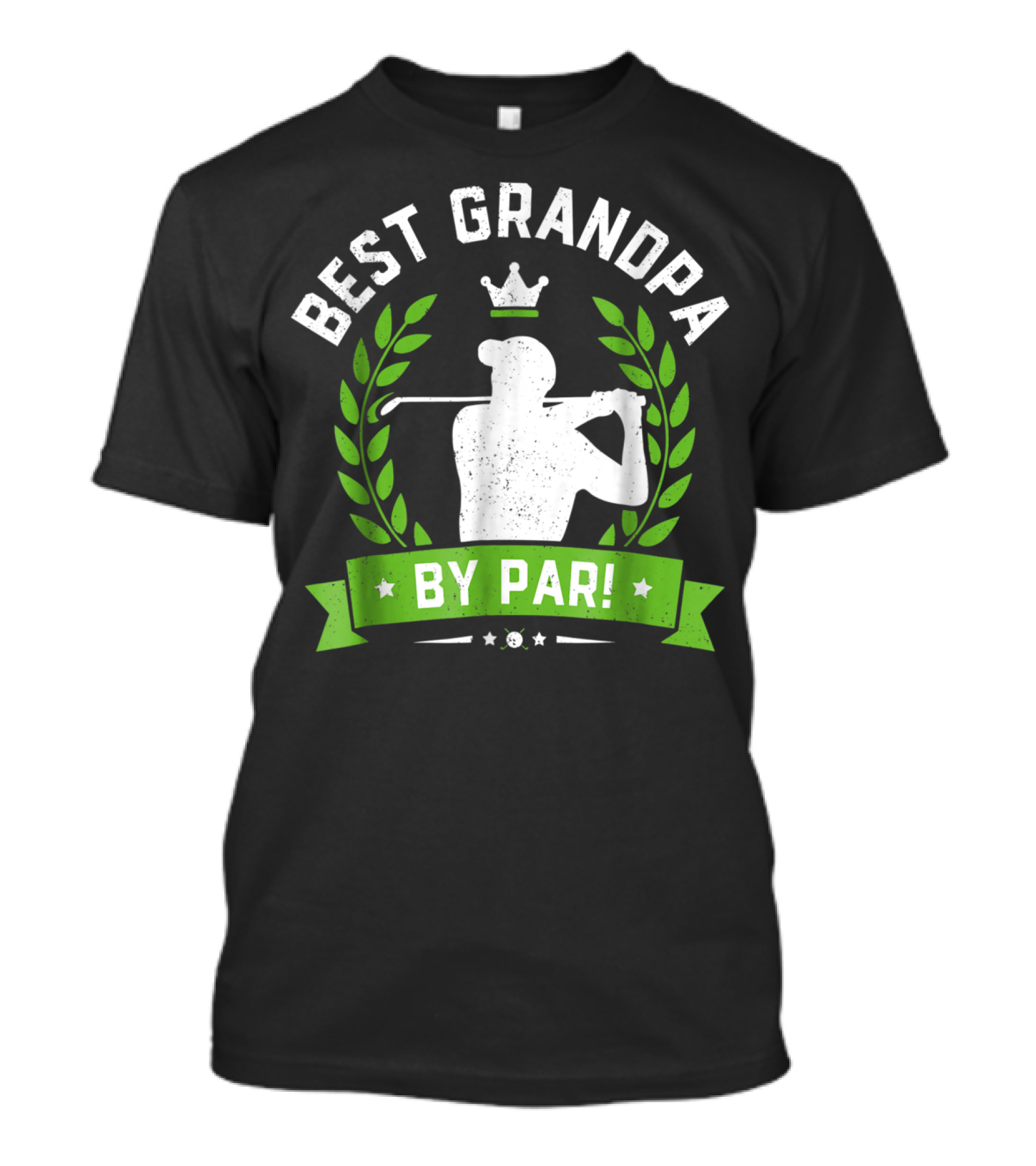 Best Grandpa By Par Funny Golf Crown Laurel Leaf Retro T-Shirt