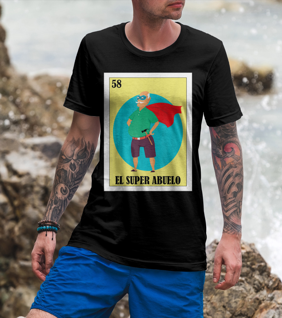 58 Mens Loteria El Super Abuelo Reg Hero Grandpa T-Shirt