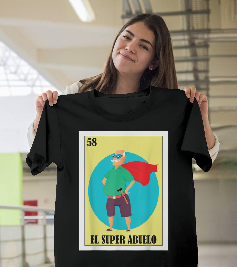 58 Mens Loteria El Super Abuelo Reg Hero Grandpa T-Shirt