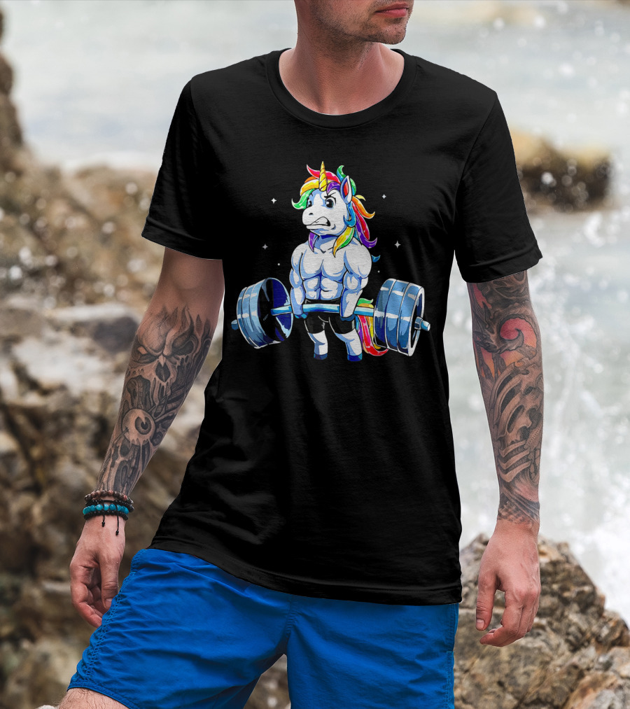 Muscle Unicorn Rainbow Powerlifting T-Shirt
