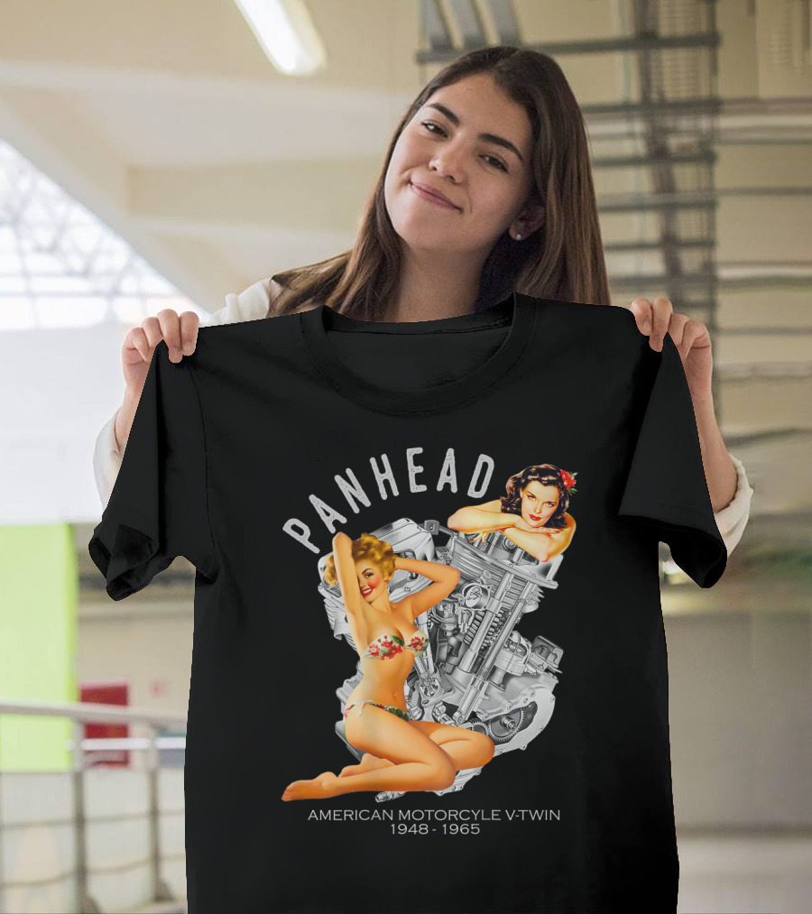 Panhead American Motorcycle V-Twin 1948-1965 Pinup T-Shirt