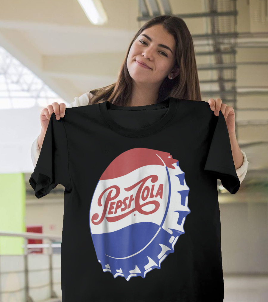 Pepsi Cola Vintage Bottle Cap Logo Soft Drinks Retro Branding T-Shirt