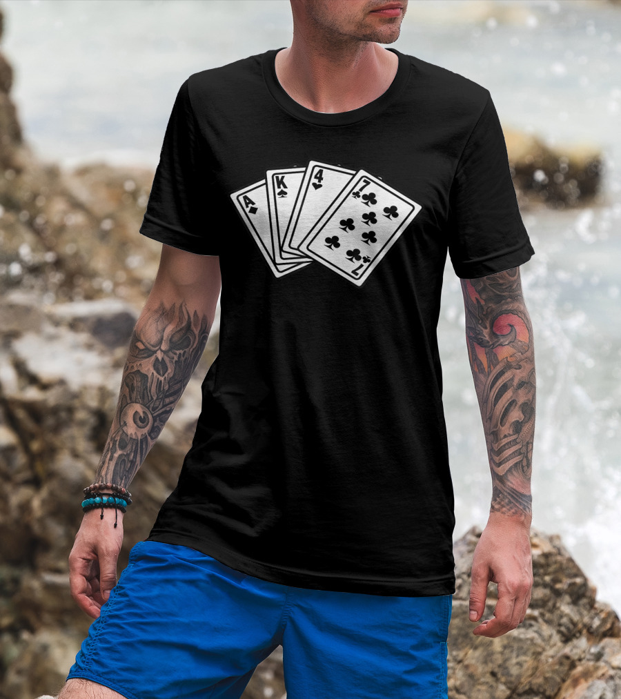 AK 47 Funny Poker Cards Playing Hand T-Shirt