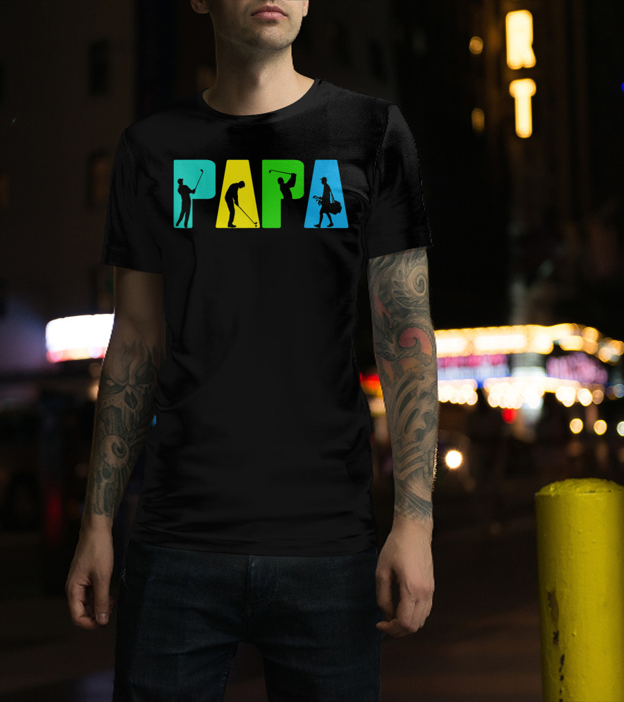 Papa Retro Golf Silhouettes Father's Day T-Shirt
