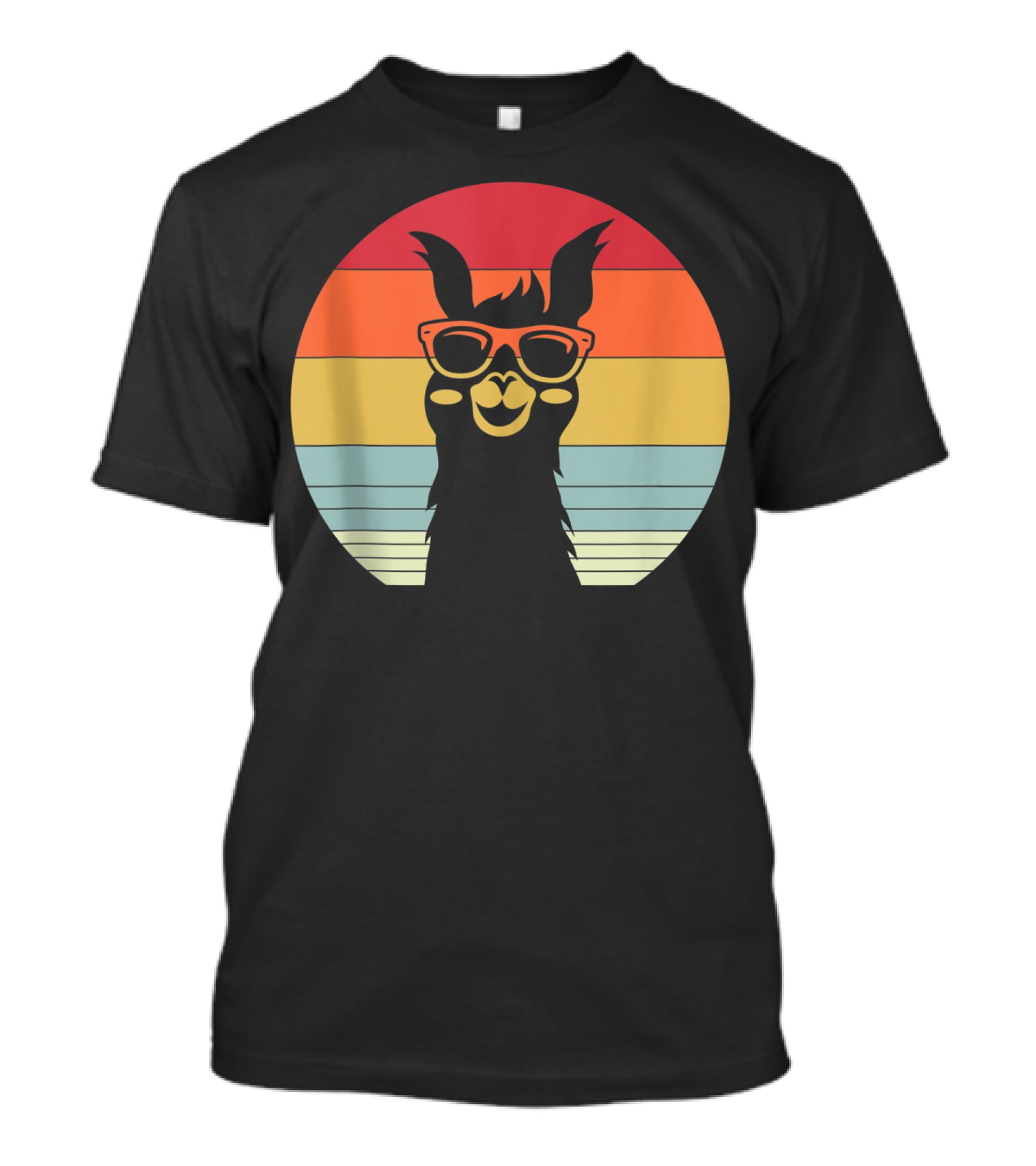 Retro Vintage Best Llama Dad Ever Father's Day Sunset Stripes T-Shirt