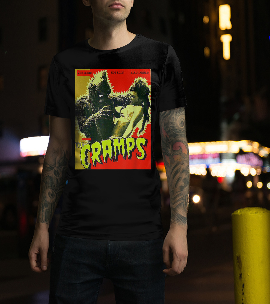 The Cramps Monsters Hot Rods Bikini Girls Punk Rock Band T-Shirt