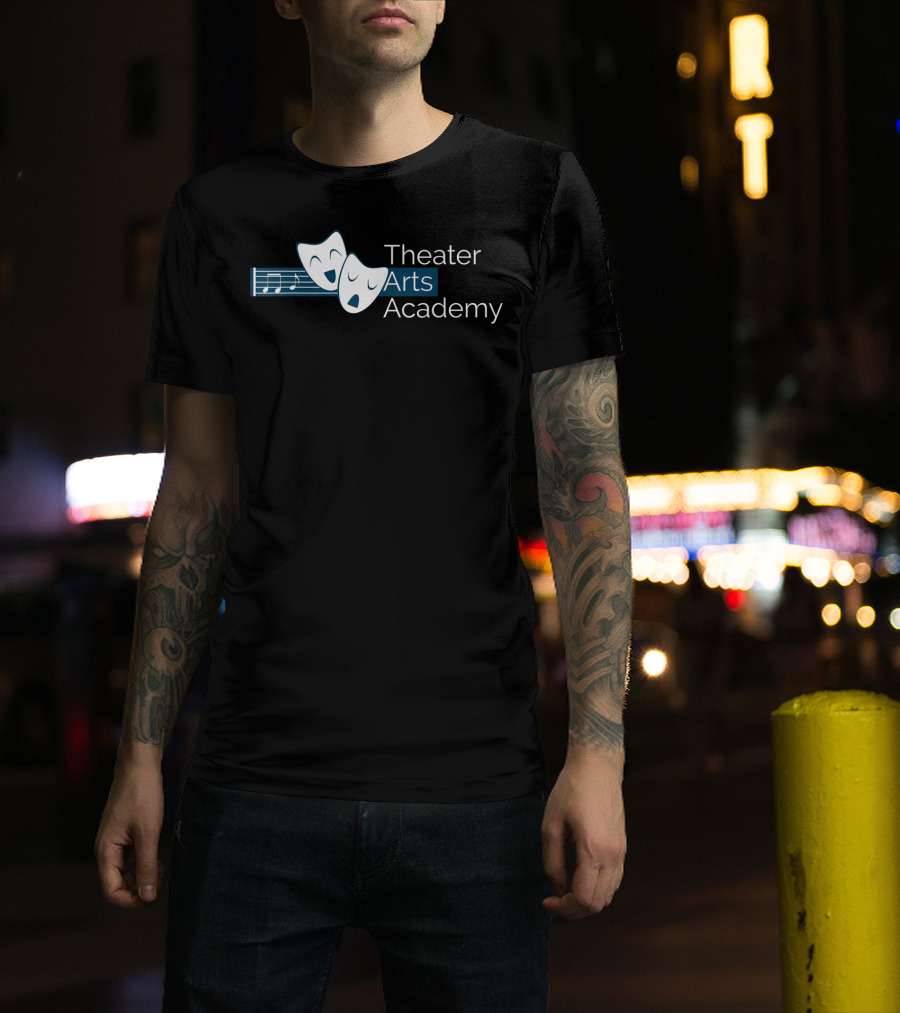 Theater Arts Academy Comedy And Tragedy Masks With Musical Notes T-Shirt