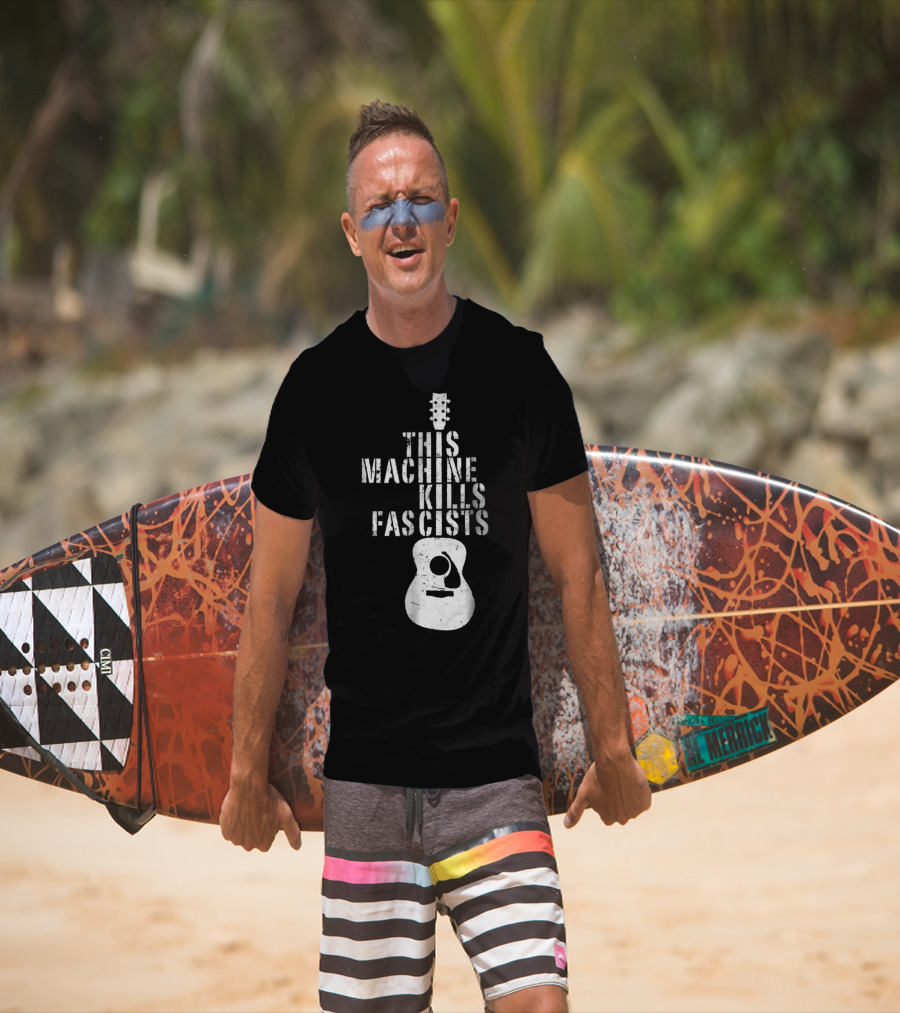 This Machine Kills Fascists Guitar Image T-Shirt