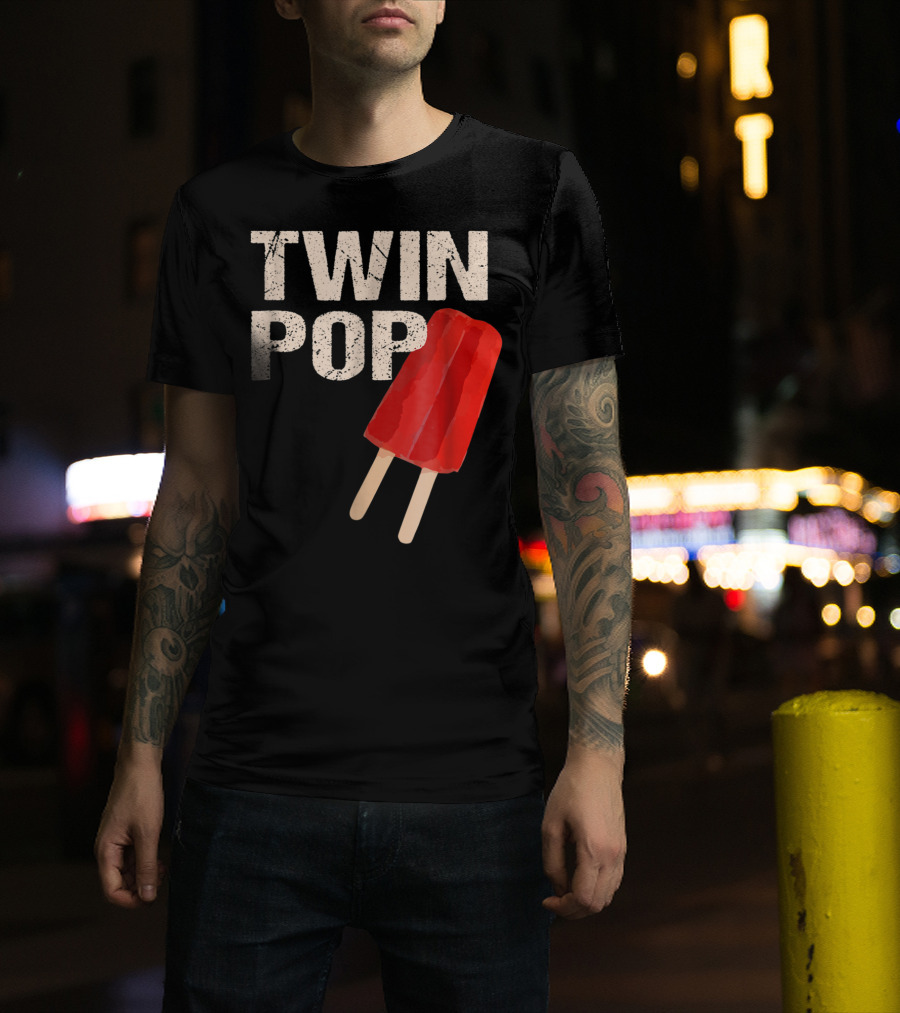 TWIN POP For Grandpa Twins Dad Ice Cream Popsicle T-Shirt