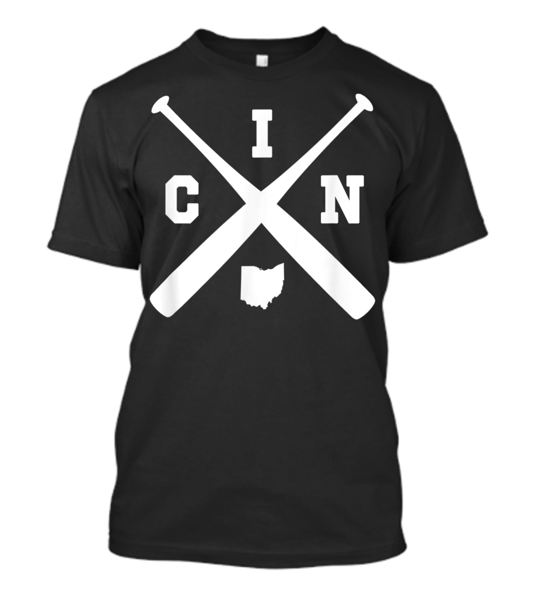 Vintage CIN Baseball Crossed Bats Ohio State Outline T-Shirt