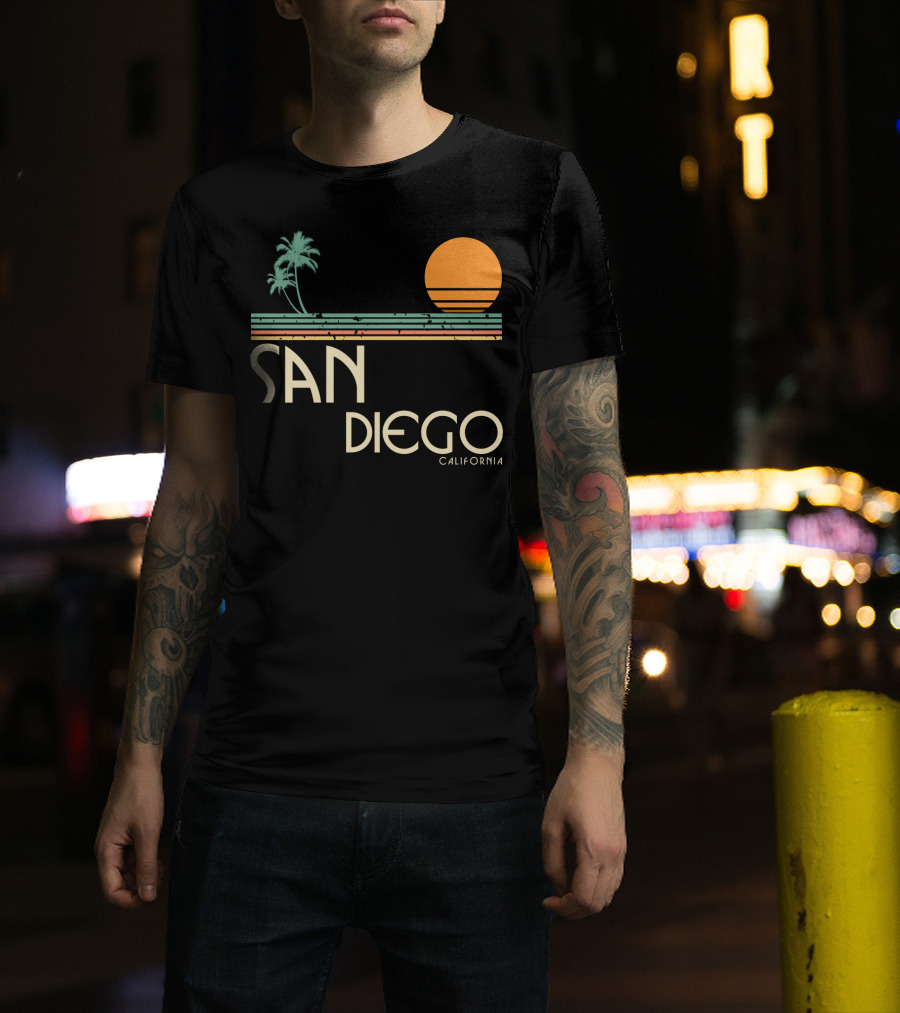 San Diego California Vintage Sunset Palm Trees T-Shirt