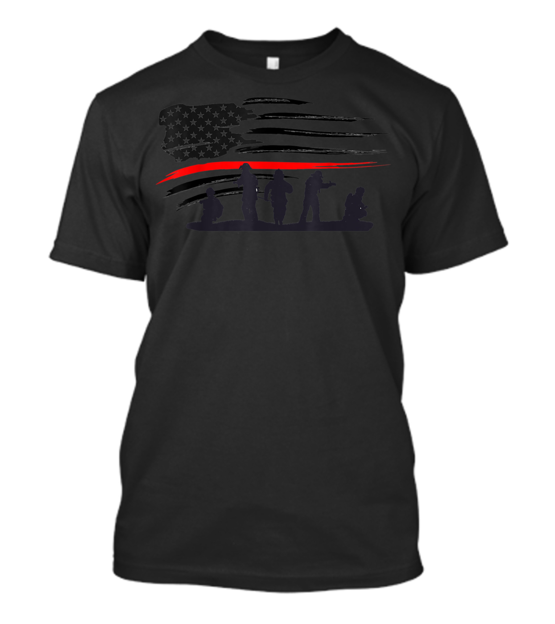 Vintage Thin Red Line Firefighter American Flag T-Shirt