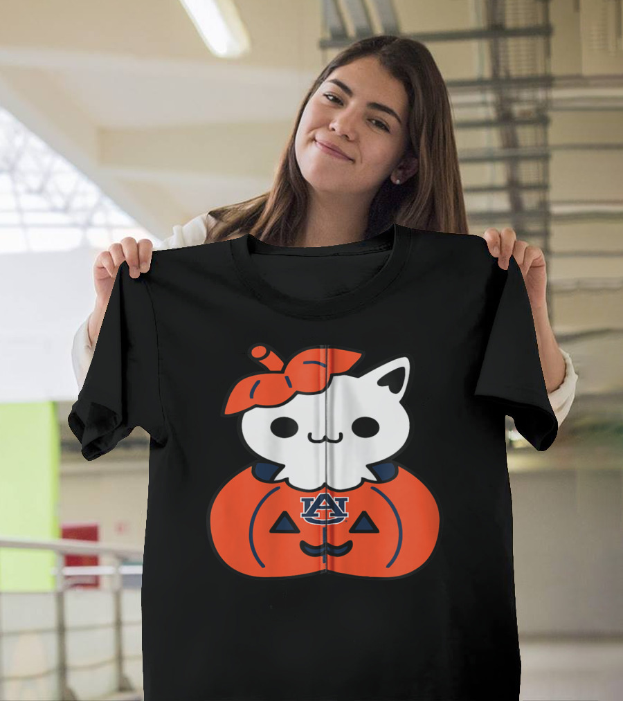 Auburn Tigers Cat in Pumpkin Halloween T-Shirt