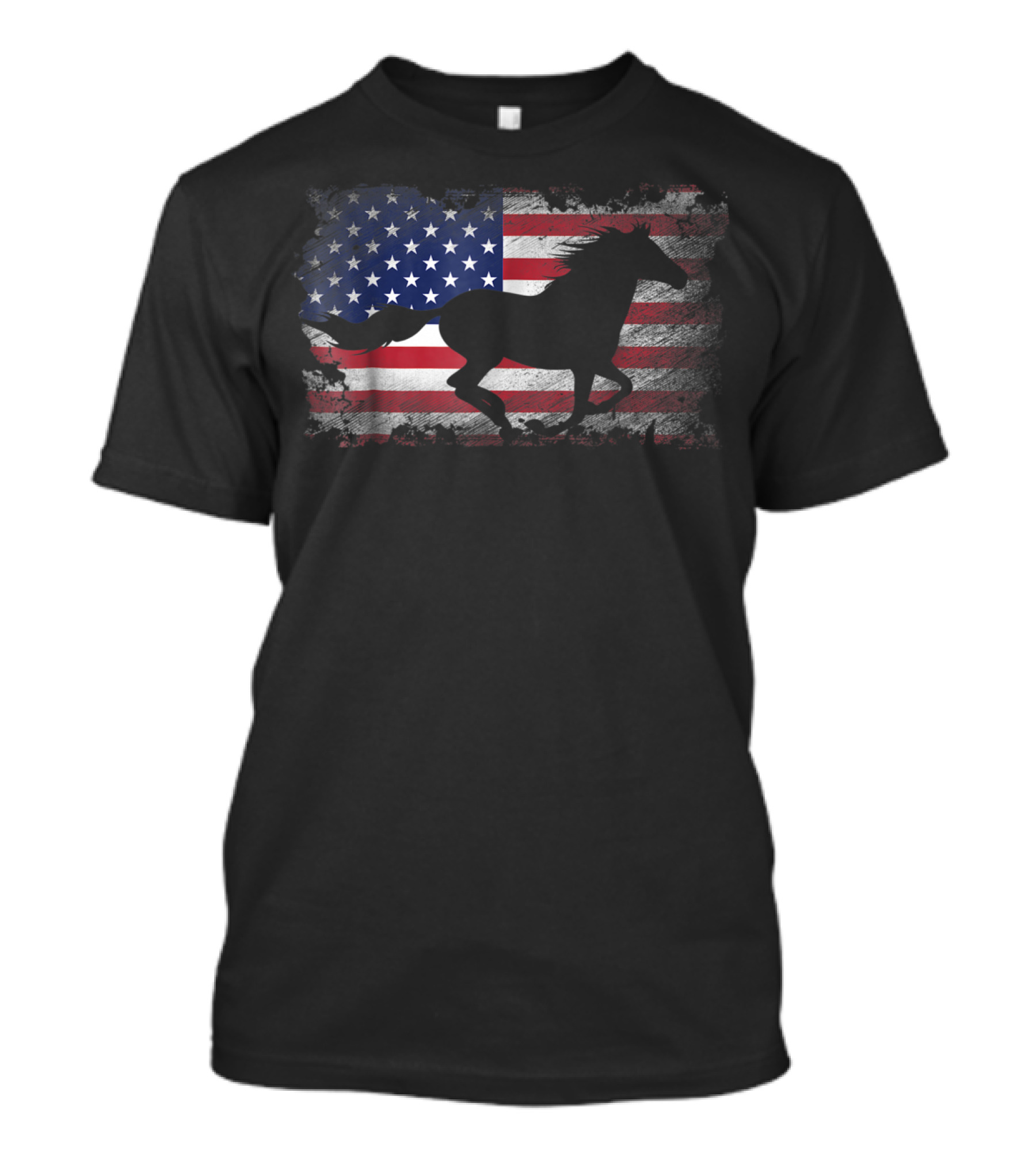 American Flag Patriotic Horse Silhouette USA T-Shirt