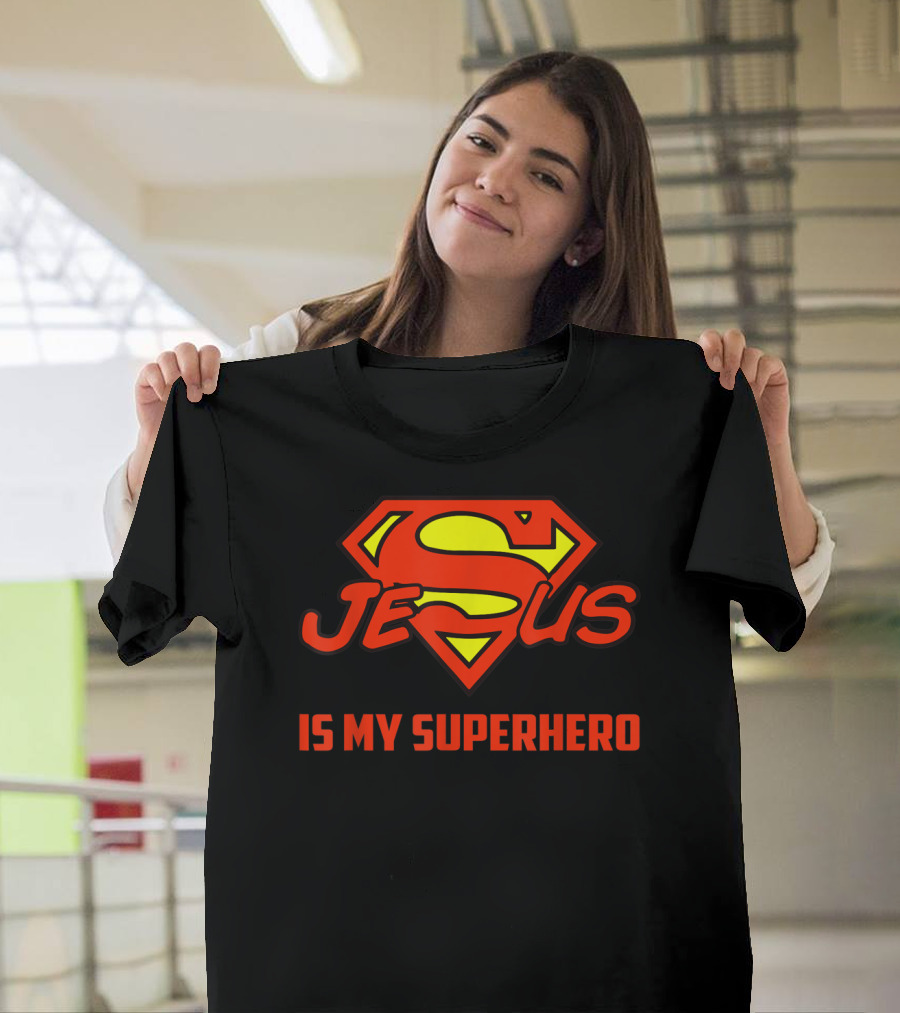 Jesus Is My Superhero Superman Logo Style Christian T-Shirt