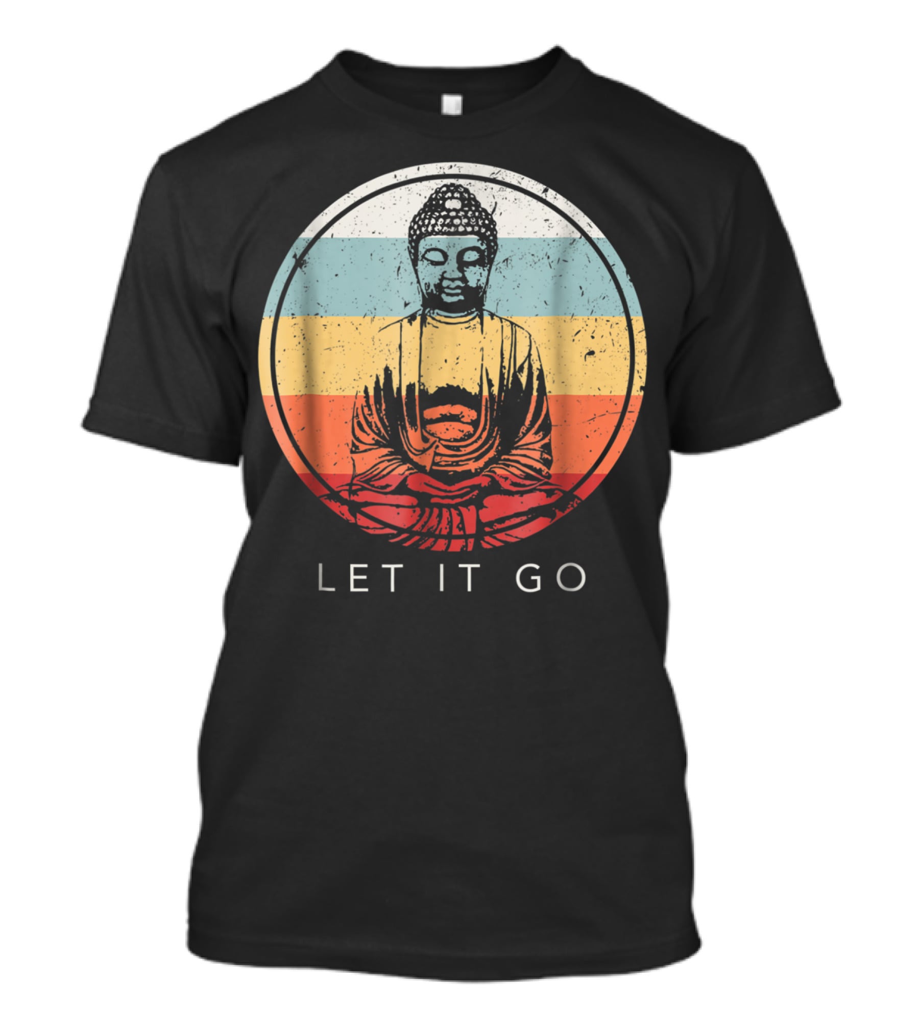 Let It Go Buddha Meditation Vintage Zen Bud Retro Circle T-Shirt