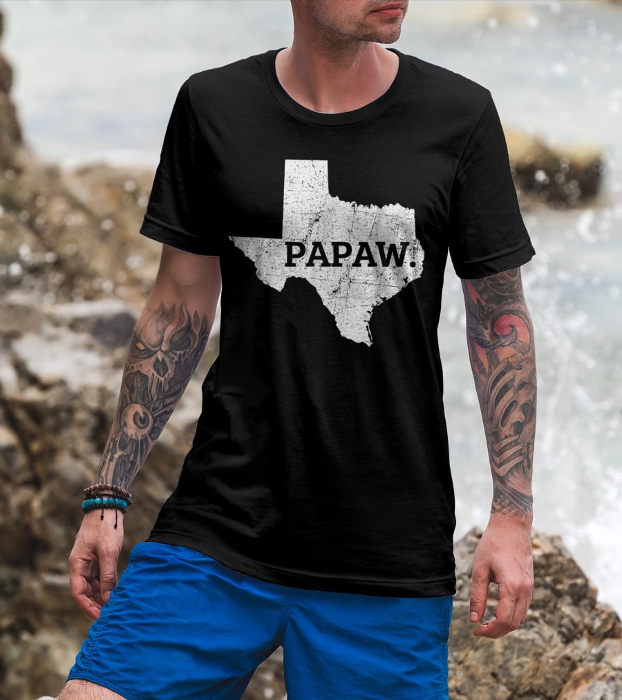 Papaw Texas Grandpa Map Outline T-Shirt