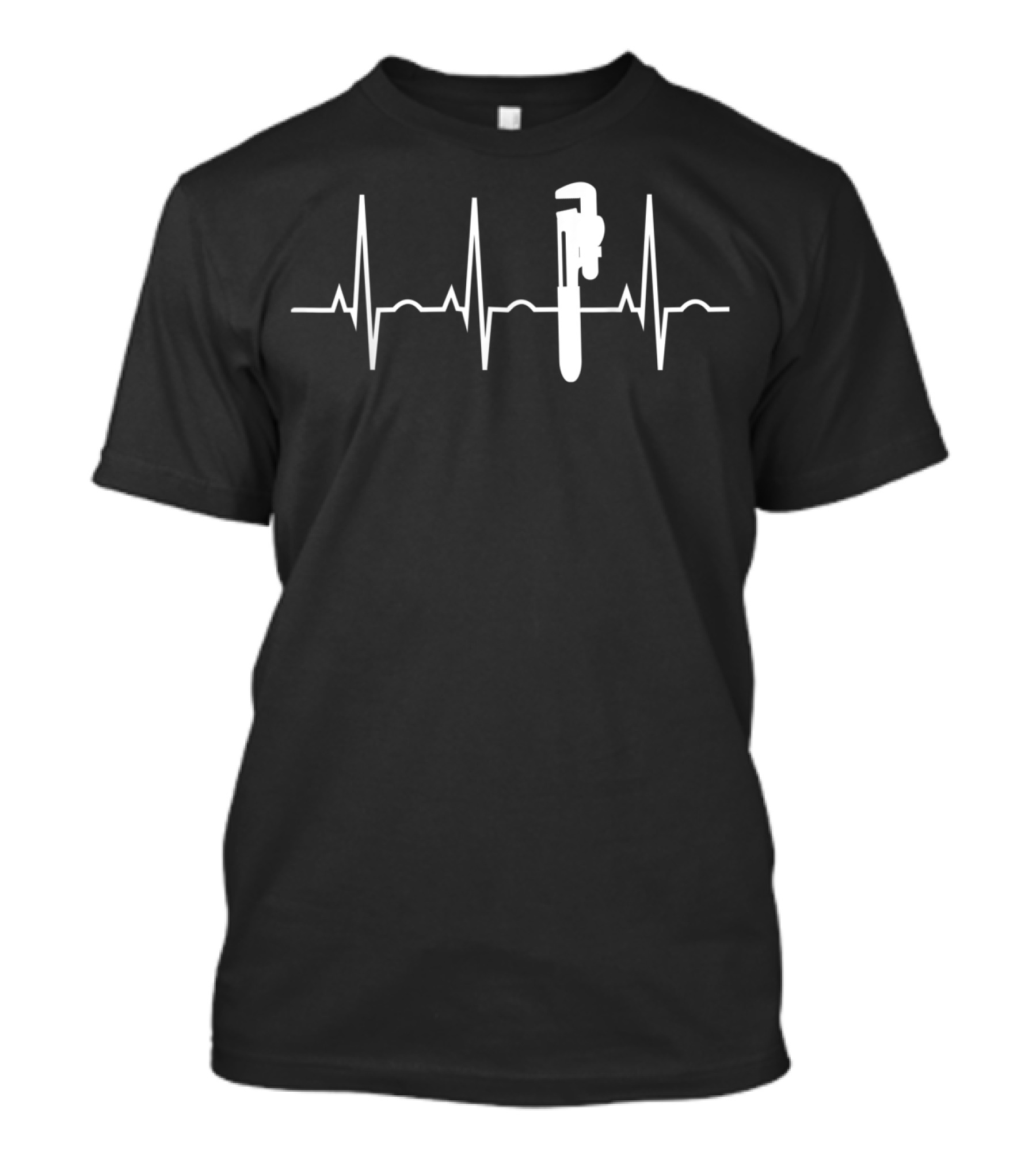 Plumber Men Plumbing Wrench Heartbeat Pulse Line T-Shirt