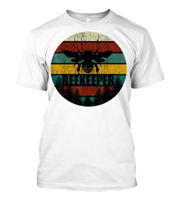Retro Vintage Beekeeper Bee Stripes And Forest T-Shirt