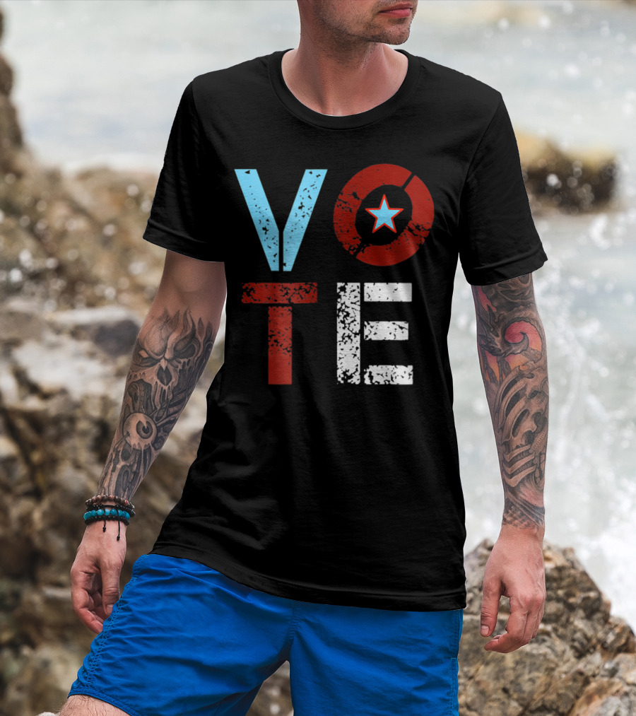 Vote With Retro Star In Circle T-Shirt