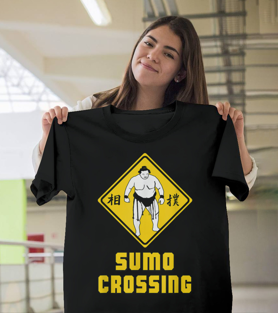 Sumo Crossing Sign Sumo Wrestling Iconic Warning Japan T-Shirt