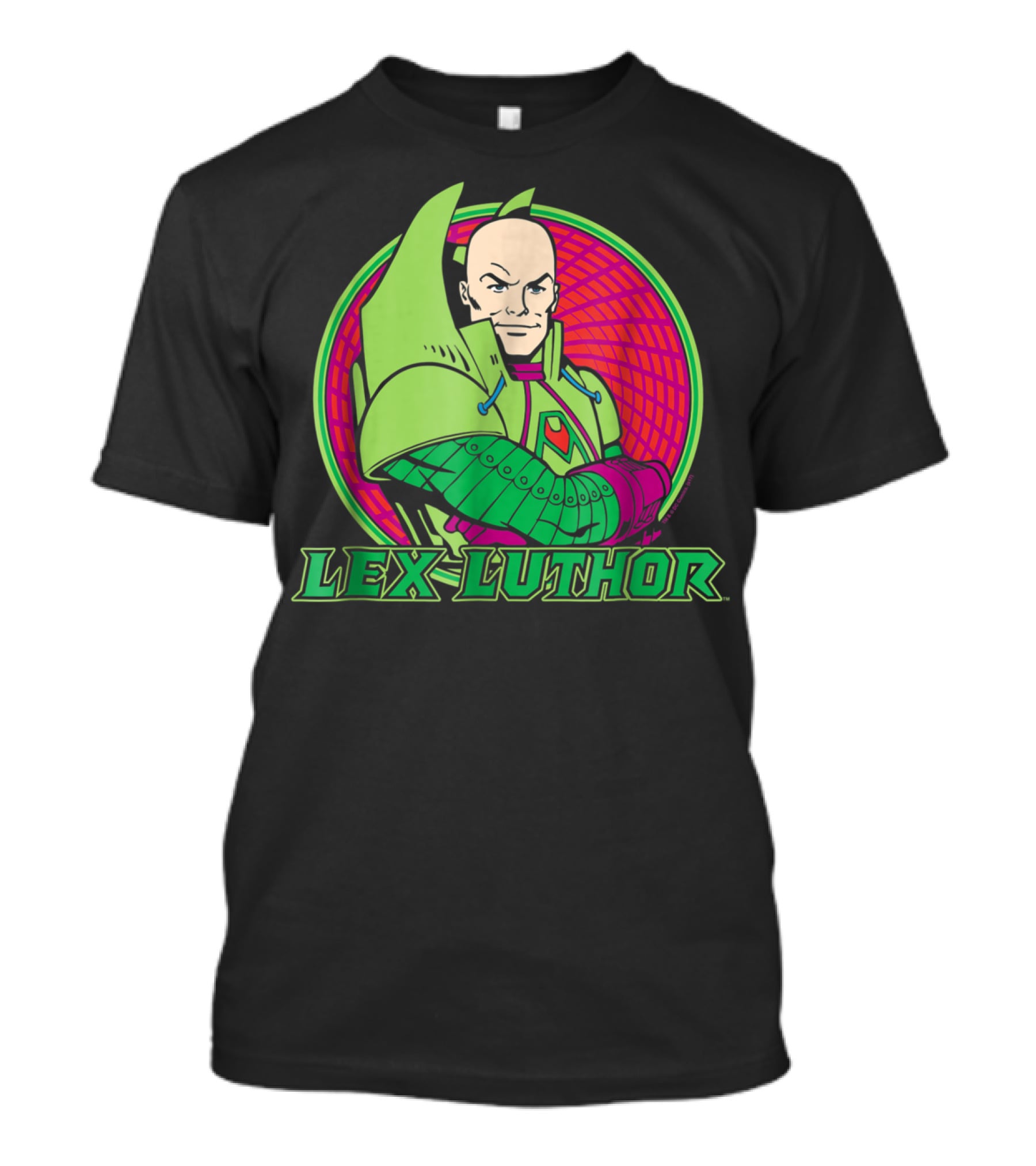 Lex Luthor Iconic Supervillain Style In Bold Green And Pink Armored Suit T-Shirt
