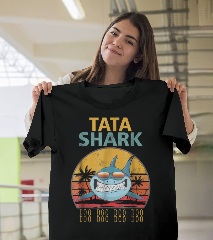 TATA Shark Doo Doo Doo Retro Sunset Palms T-Shirt