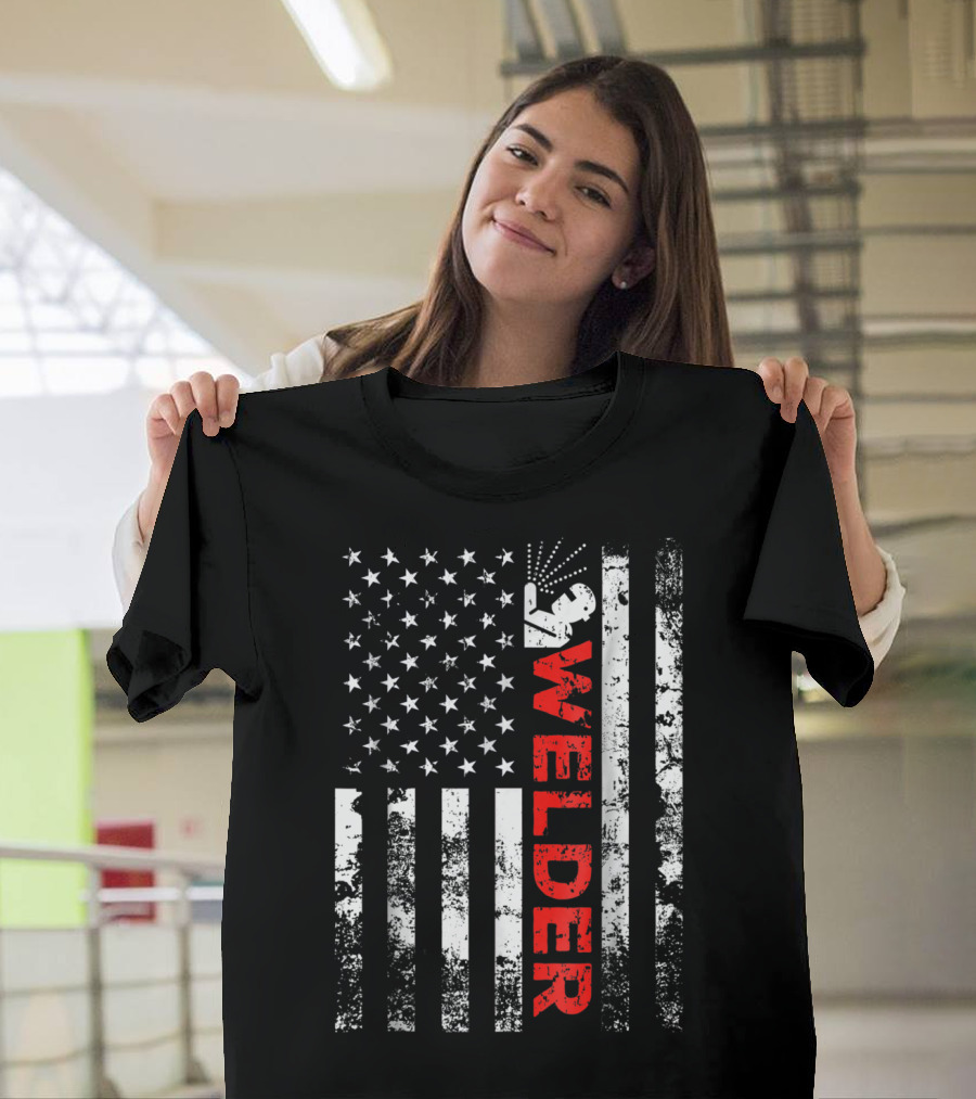 Welder USA Vintage American Flag Welding T-Shirt