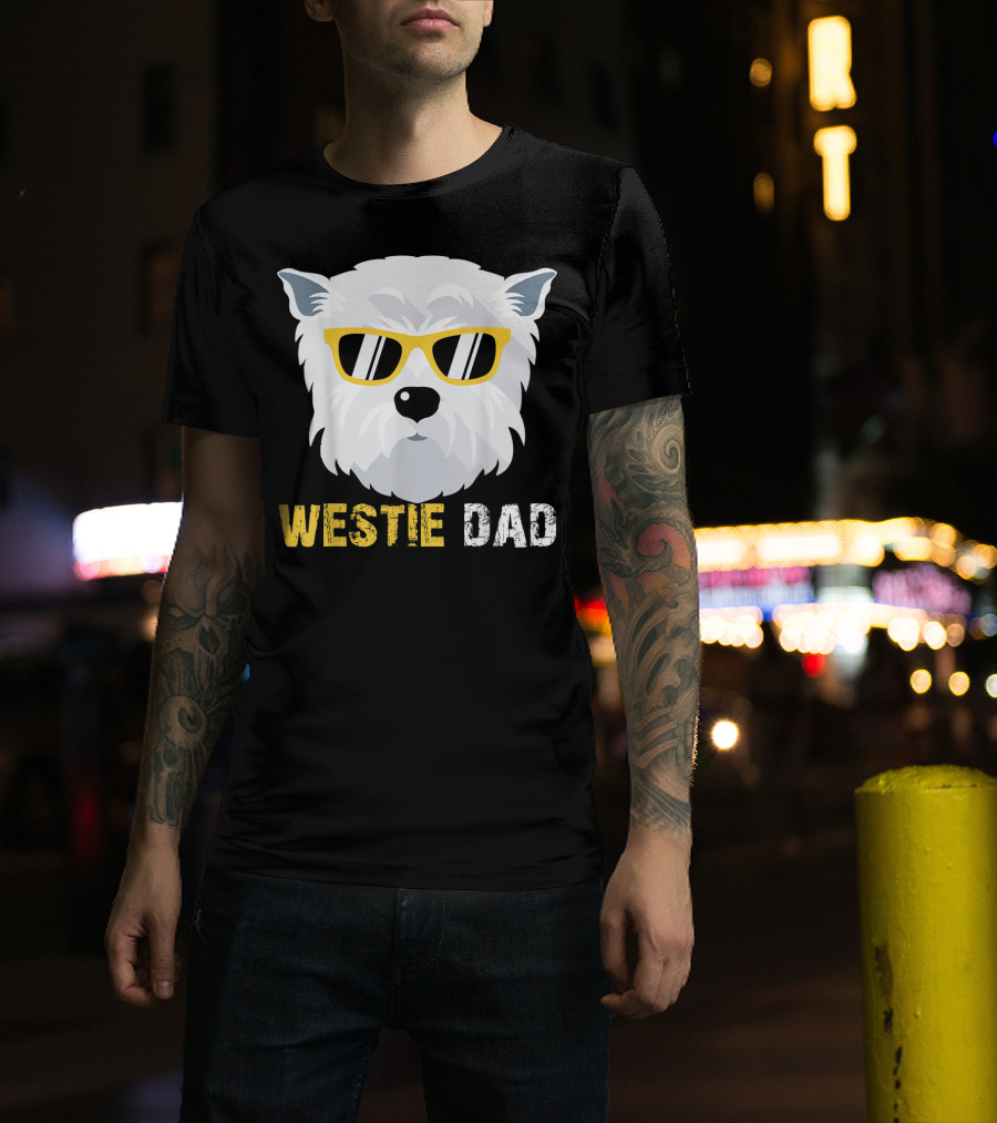Westie Dad Dog Lovers Cool Sunglasses T-Shirt
